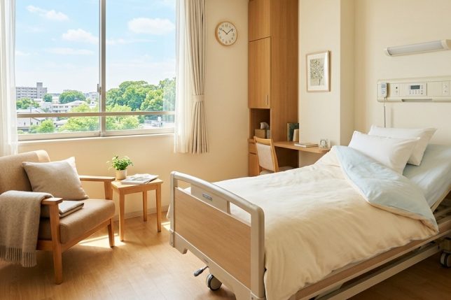 落ち着いた雰囲気の病室