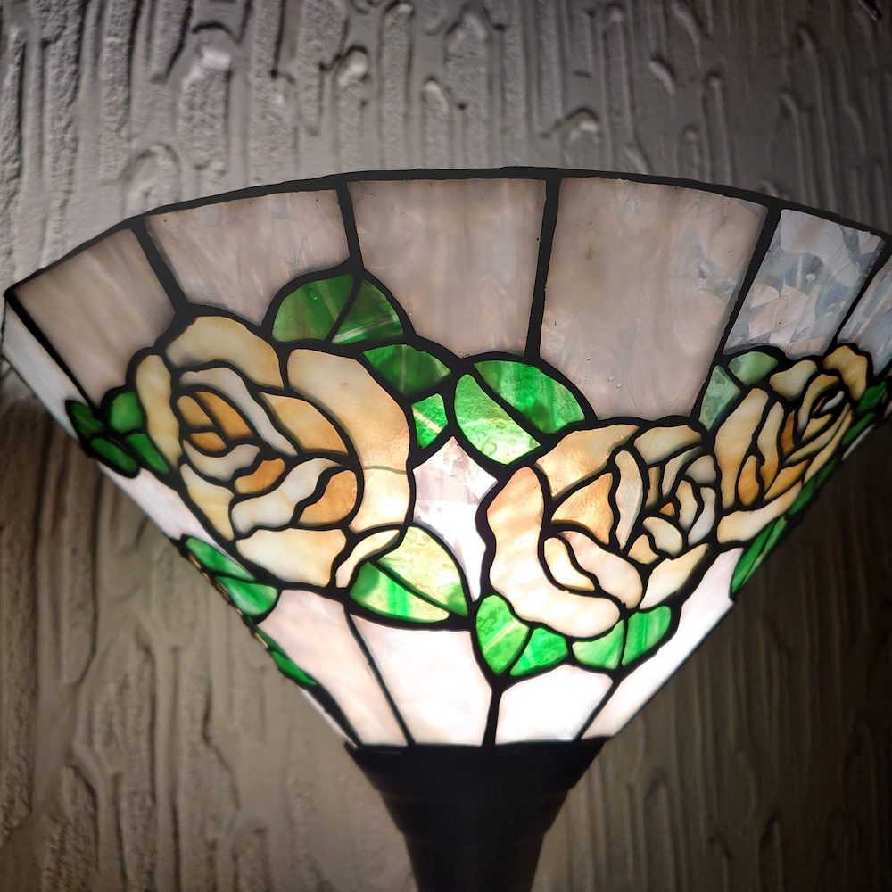 ガラス作品_黄色い薔薇のランプ
