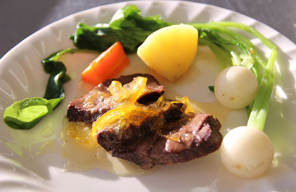 大暑　夏のジビエ料理　柑橘系ソース　夏野菜
