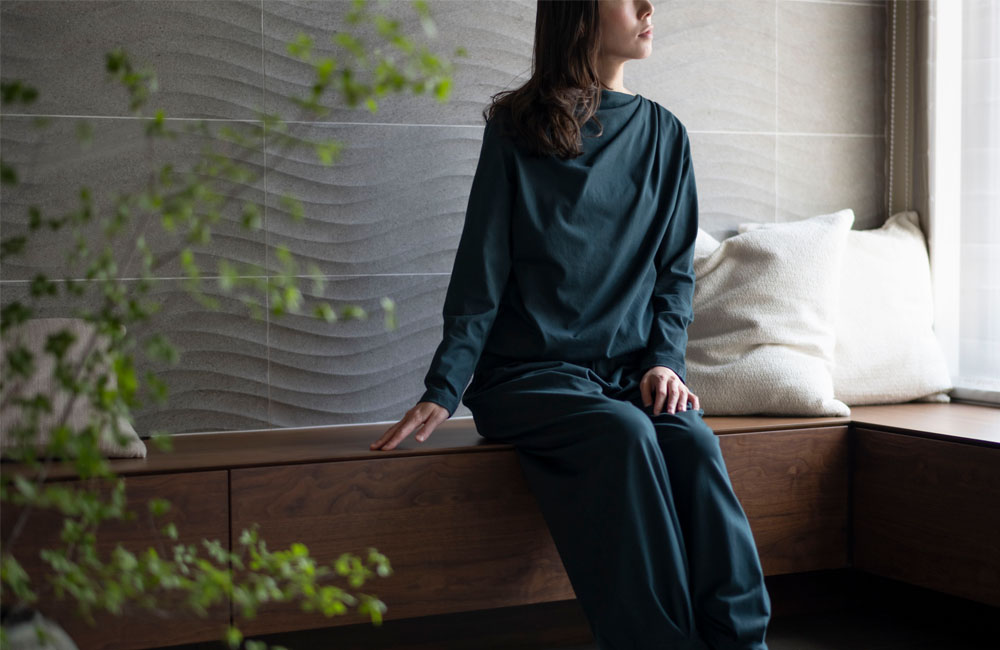 三子糸コットン”keu” 長袖レディースパジャマ